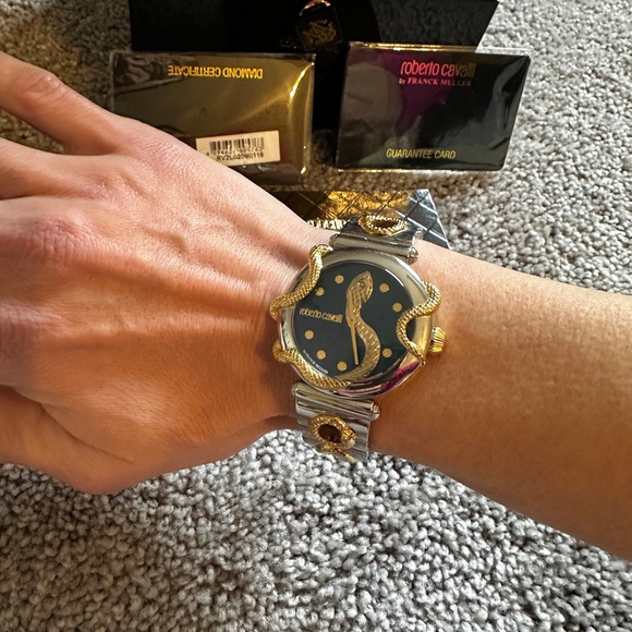 Roberto Cavalli by Franck Muller Gold and silver snake Watch. - Picture 3 of 6